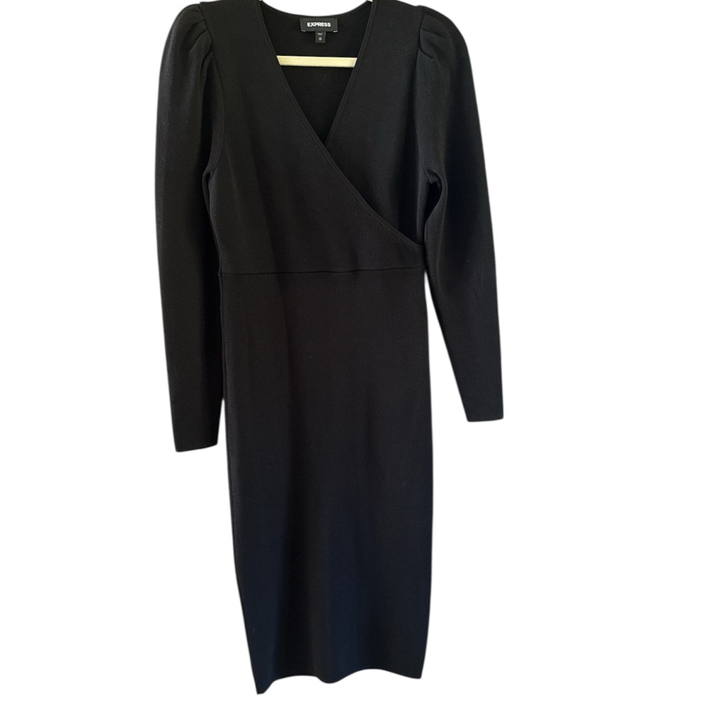 Express Women’s Black Long Sleeve Sweater Dress puff long sleeves size XS
